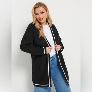 Torrid women’s black & white longline open front knit cardigan